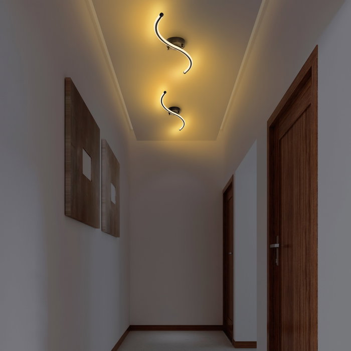 Opviq Yılan - 13278 Lámpara de araña de metal negra con LED integrado